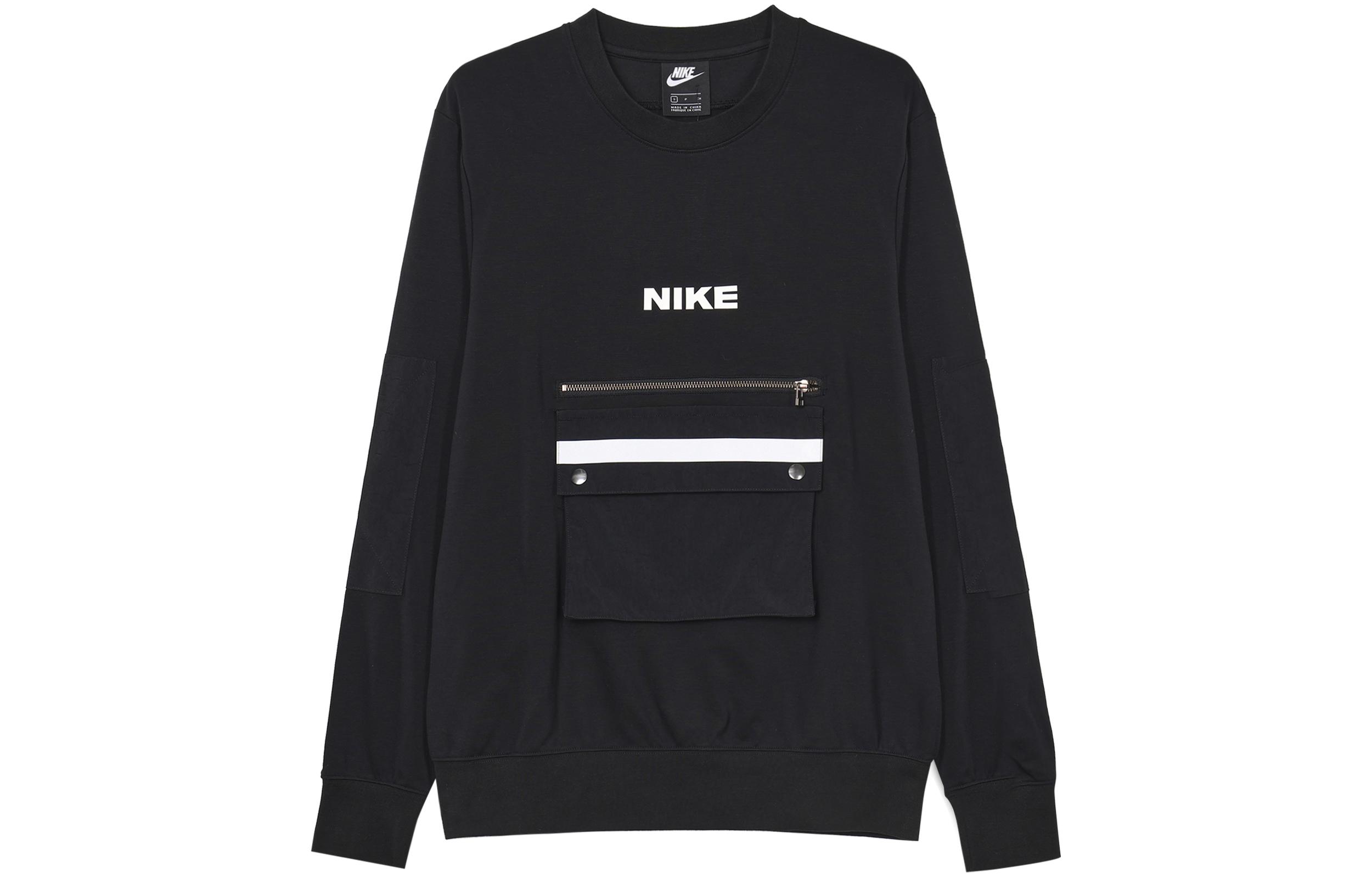 Nike Sweatshirts Men s Black Crew Neck Moderate Regular DA0070-010 M