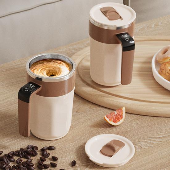 Automatic Stirring Coffee Cup with Real-Time Temperature Display Rechargeable Self-Stirring Mug Double-Wall Insulated 316 Stainless Steel Coffee Cup