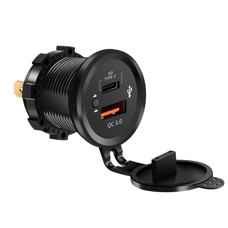 Car Charger with Independent Switch, Fast Charging QC 3.0 PD+USB for Cross-Border & Modified Vehicles