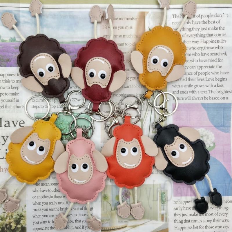 Cute Pu Leather Sheep Keychain Adorable Cartoon Light Weight Perfect For Backpack Phone Decoration Gift For Girls