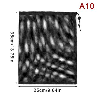 Bolsa de malla duradera con cordón para almacenamiento, color blanco y negro, bolsa para lavandería multiusos