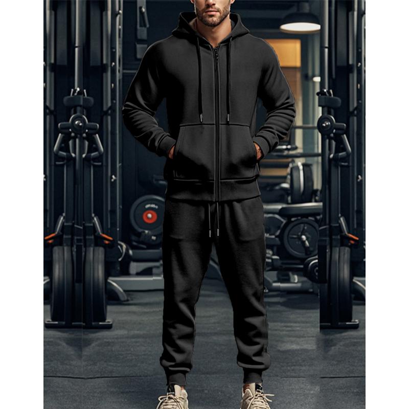 Men's Comfortable Fleece Hooded Sweatshirt Zipper Sports Suit Long Sleeved Sweatshirt Autumn and Winter Season