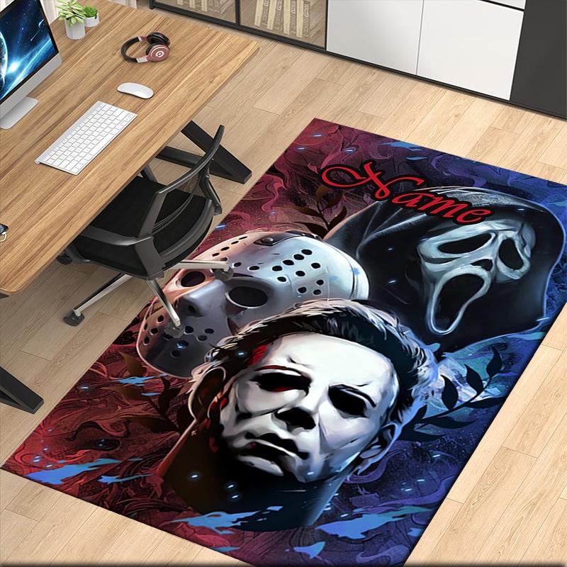 Custom Name Halloween horror Printed Carpet, for Office Chair Living Room Bedroom Kitchen Room Decor Gifts.