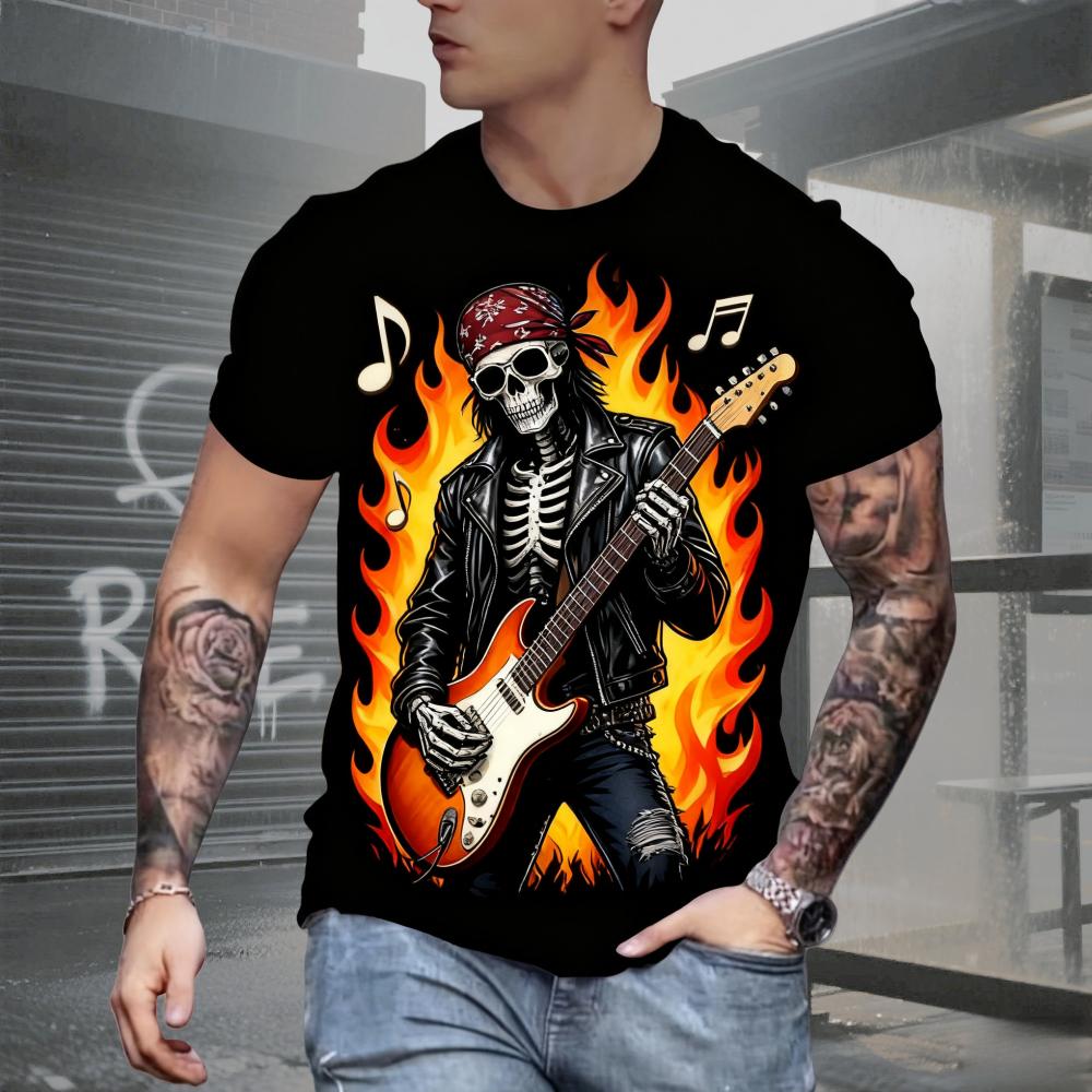Summer AI Fashion Men's Skull Printed T-Shirts Breathable Short Sleeve Tee O-Neck Men's Clothing Vintage Comfort Y2k Women's Clothes