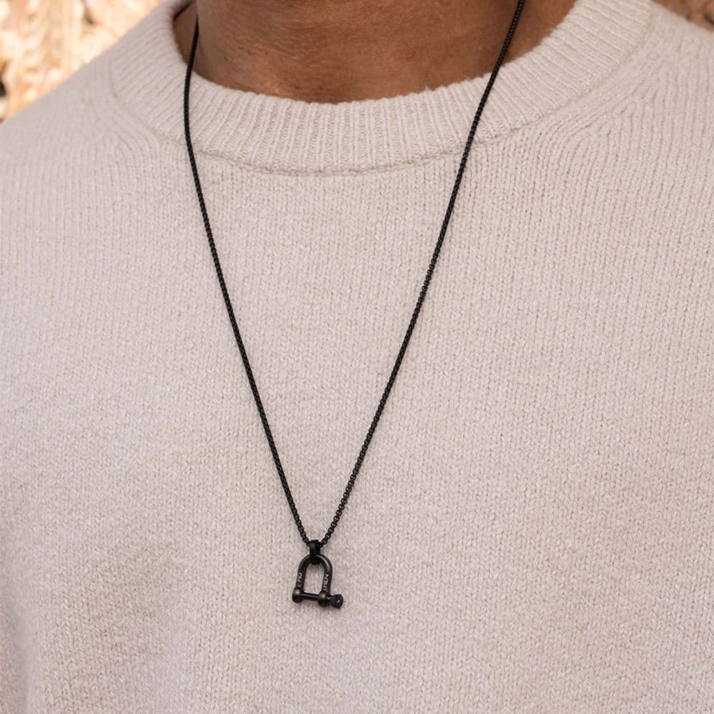 Pig & Hen D-Shackle Necklace - Black x Black