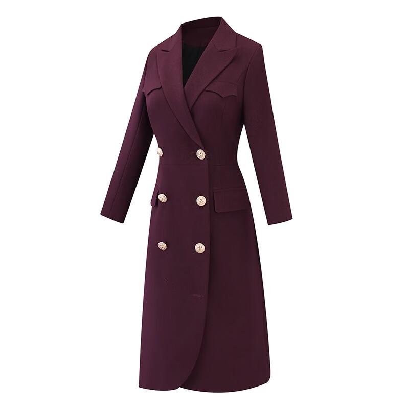 Troloman Elegant Retro Double-Breasted Suit Dress
