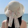 Adjustable Flower Fisherman Cap Large Brim Wide Brim Sun Hat Fashion Lace Bowknot Straw Hat  Summer