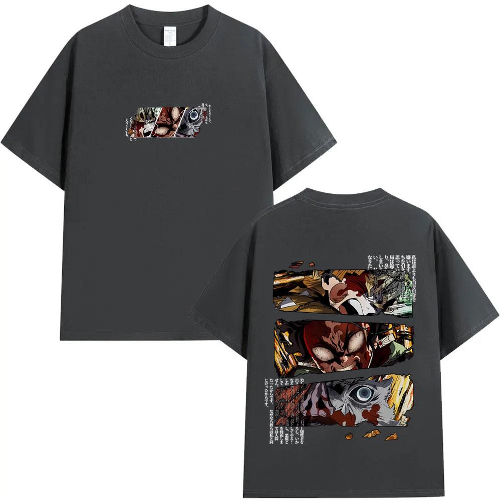 Anime Demon Slayer Agatsuma Zenitsu Kamado Tanjirou Hashibira Inosuke Graphic Tshirt Men Women Casual Vintage Oversized T Shirt