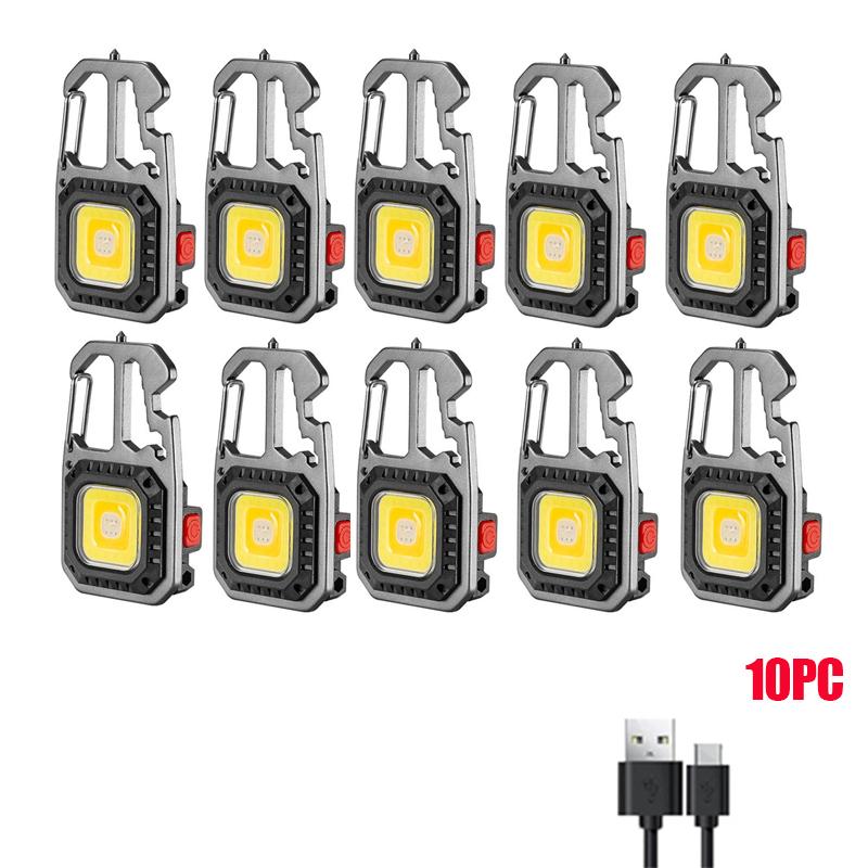 LED Mini Multifunctional Keychain Flashlight USB Rechargeable Portable Pocket EDC Torch Outdoor Emergency Search Camping Lantern