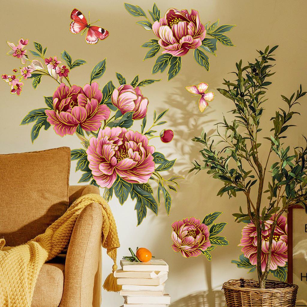 Tj11003 Creative Big Flower Pink Flower Wall Sticker Beautify Decoration Living Room Bedroom Background Self-Adhesive Wall Sticker