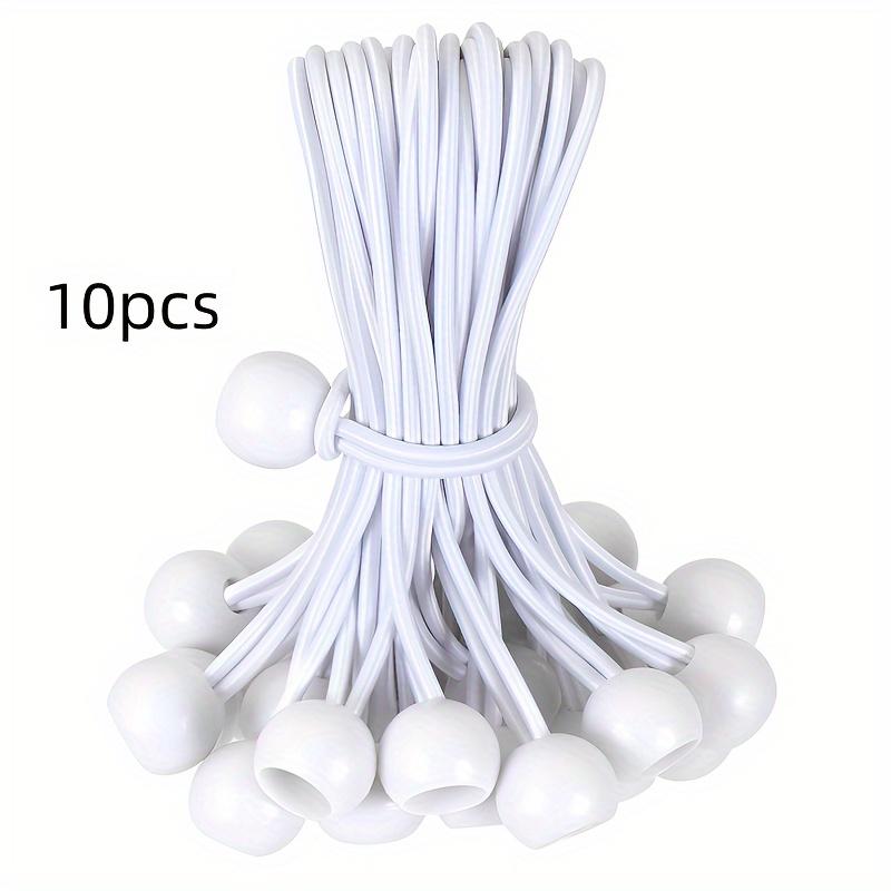 10Pcs Outdoor Tent Tie-Down High Elasticity Rope With Plastic Ball, Elastic Rope With Ball For Trampoline And Luggage 10Pcs White Rope