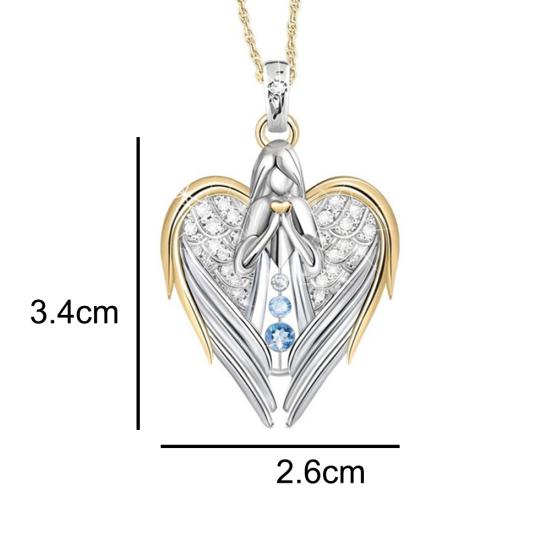Damen-Halskette mit Strass-Intarsien, Winkelflügel-Herz-Anhänger, Halskette, Schmuck, Geschenk