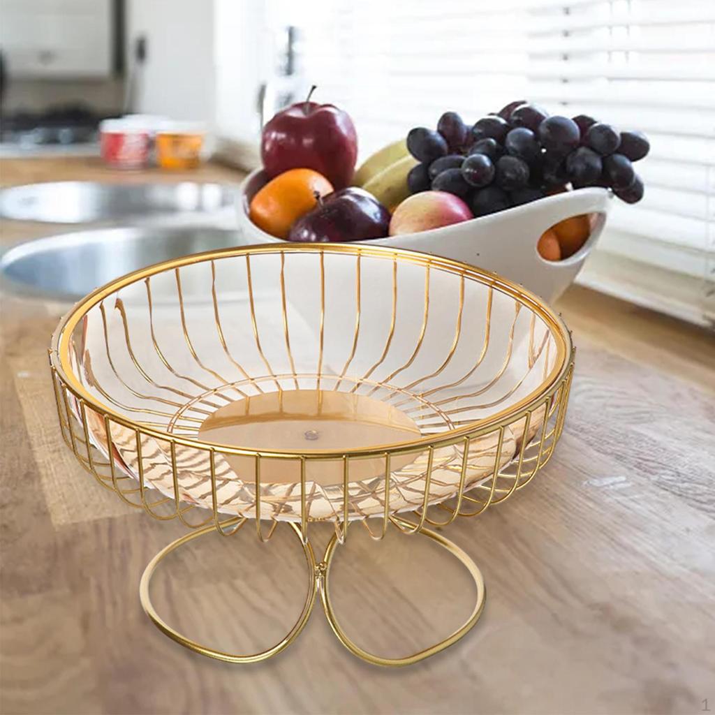 Cesto Portafrutta In Ferro Oro – Design A Rete Aperta 27,5 Cm – Per Frutta, Pane, Snack – Decorativo Per Cucina E Tavola