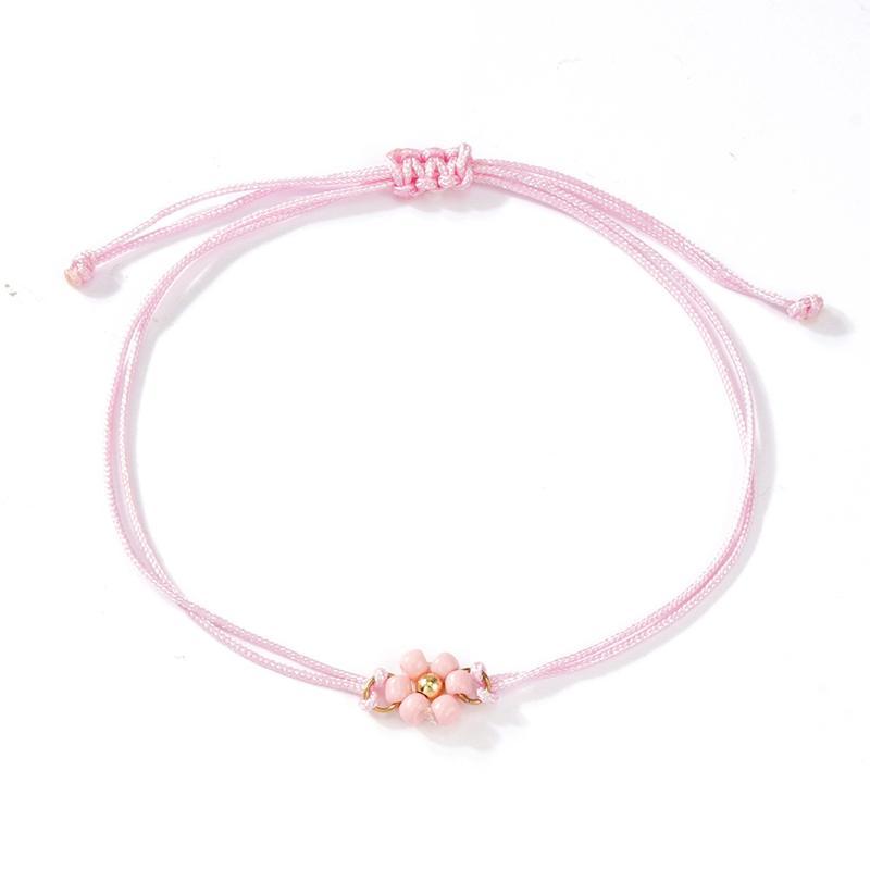 Flower Beaded Bracelets Adjustable Waterproof Cord Boho Beach Jewelry for Girls Women Summer Holiday Travel