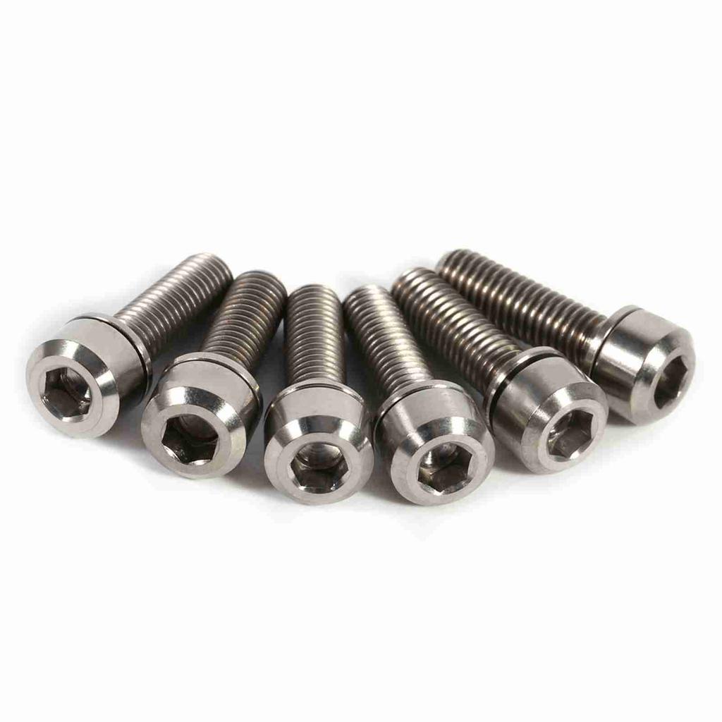 6pcs Titanium Alloy M5 X 18mm Bolts Screw With Washers Set For MTB Bicycle Stem