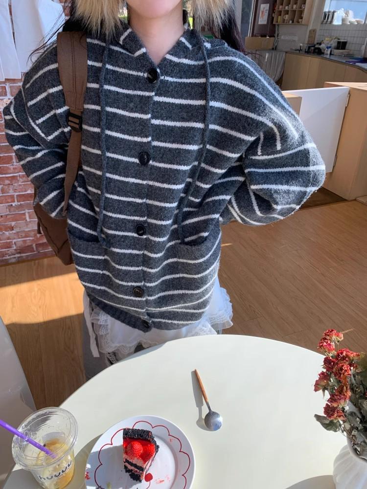 Men's Striped Hooded Sweater - Korean Style Color Block Knit Cardigan for Autumn/Winter
