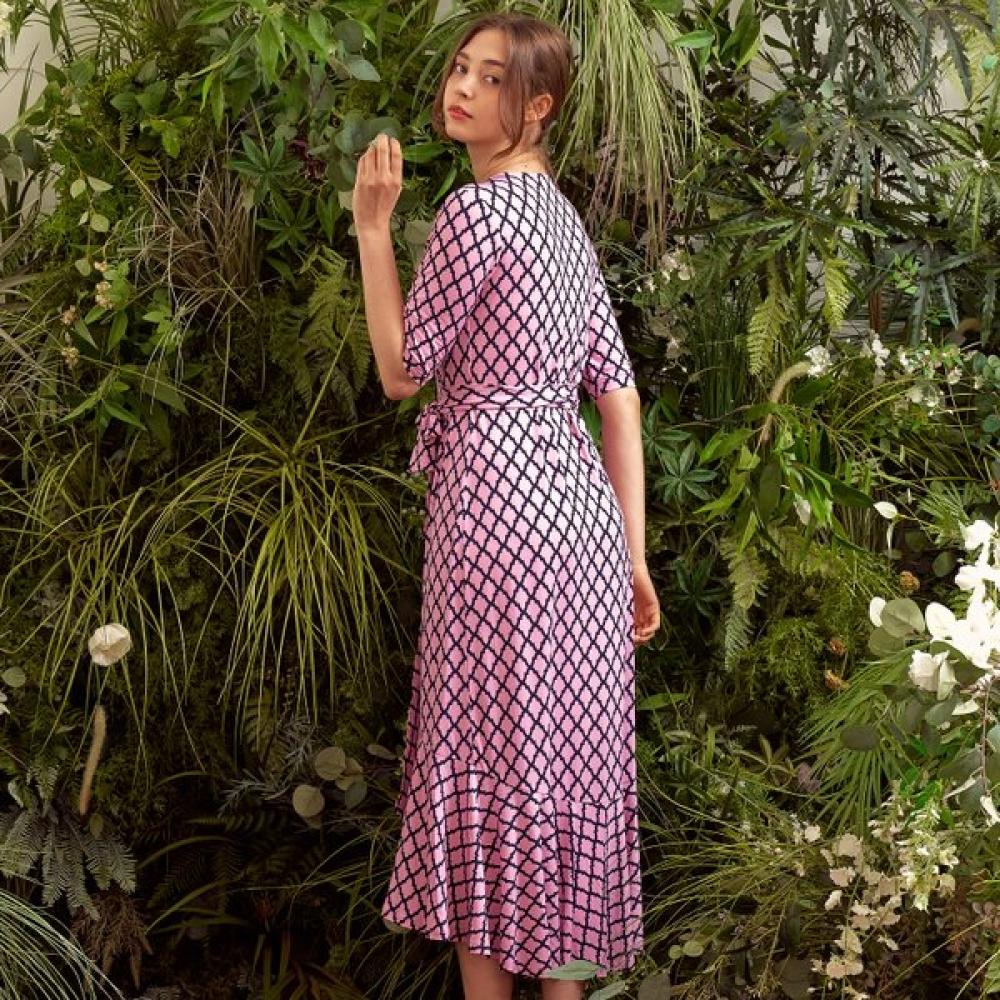 Lipbbam Creolla Vivienne 3 4 Sleeve Frill Wrap Dress Ldm42pd01