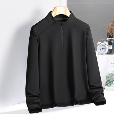 Fleece Stand Up Collar Half Zipper Nylon Double-sided High Elasticity Long Sleeved T-shirt for Inner Wear and Sports Top for Outer Wear
