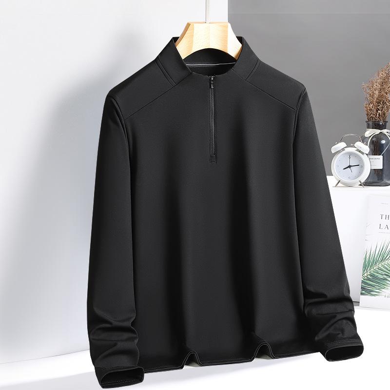 

Fleece Stand Up Collar Half Zipper Nylon Double-sided High Elasticity Long Sleeved T-shirt for Inner Wear and Sports Top for Outer Wear L