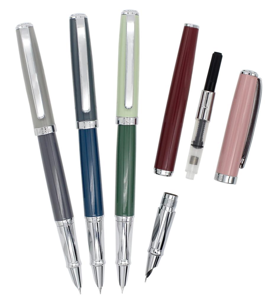 Gullor Morandi Colorful Metal Fountain Pen with Ink Fine Green Converter, Nib,