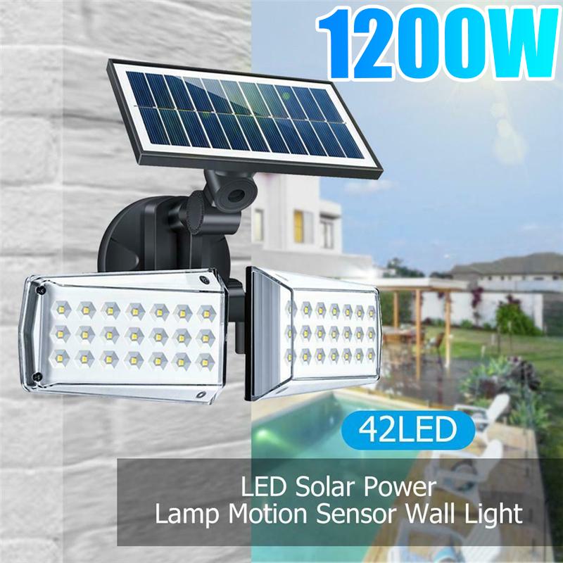 

Солнечные фонари для улицы, 42 светодиодных настенных светильника, светодиодный прожектор безопасности, IP65, водонепроницаемый, с 3 режимами работы, беспроводной прожектор