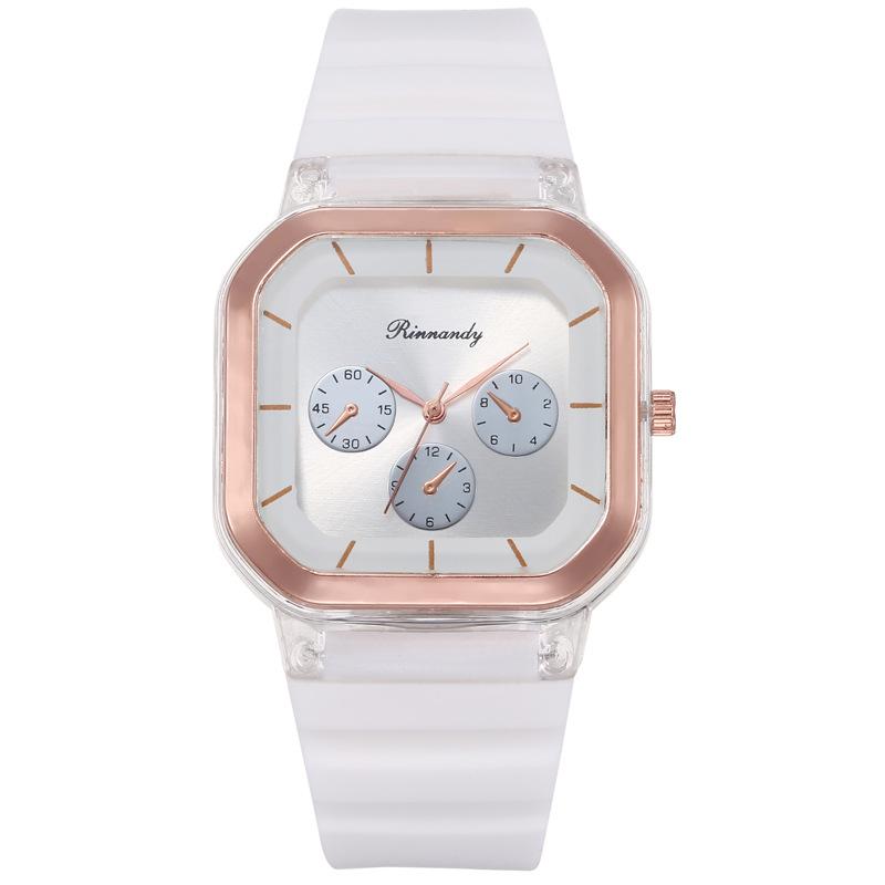 New Fashion Women Watches Silicone Square Quartz Watch Decorative Three Eyes Wristwatch Relogio Feminino Watch Women Clocks Hour
