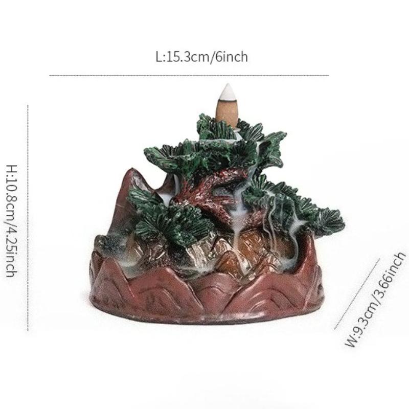 1pc,Creative Resin Handicrafts Christmas Tree Waterfall Backflow Incense Burner Home Ornament (Without Incense)