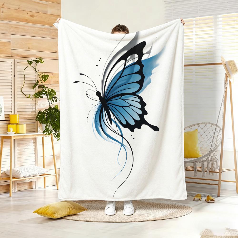 Artistic Pattern B-butterflyS Throw Lightweight 240g Flannel Blanket Soft Skin-friendly for Summer Cooling