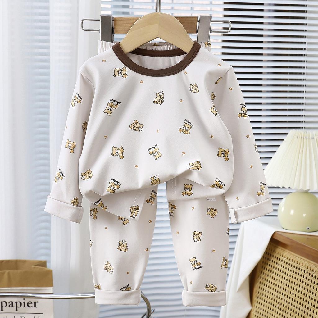 Kids Autumn Lycra Cotton Thermal Underwear Set Boys Girls Baby Base Layer Homewear Pajamas Two Piece Suit