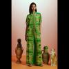 Women Fashion Printed Green Drawstring Casual Vacation Two Piece Pants Set