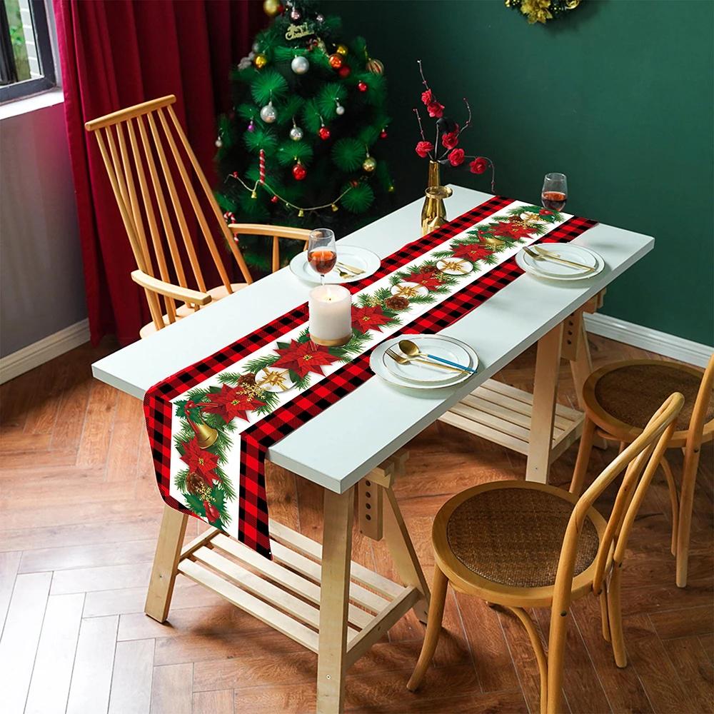 180CM Christmas Tablecloth Polyester Rectangular Snowflake Table Cover For Christmas Navidad Dinner Table Decoration Supplies