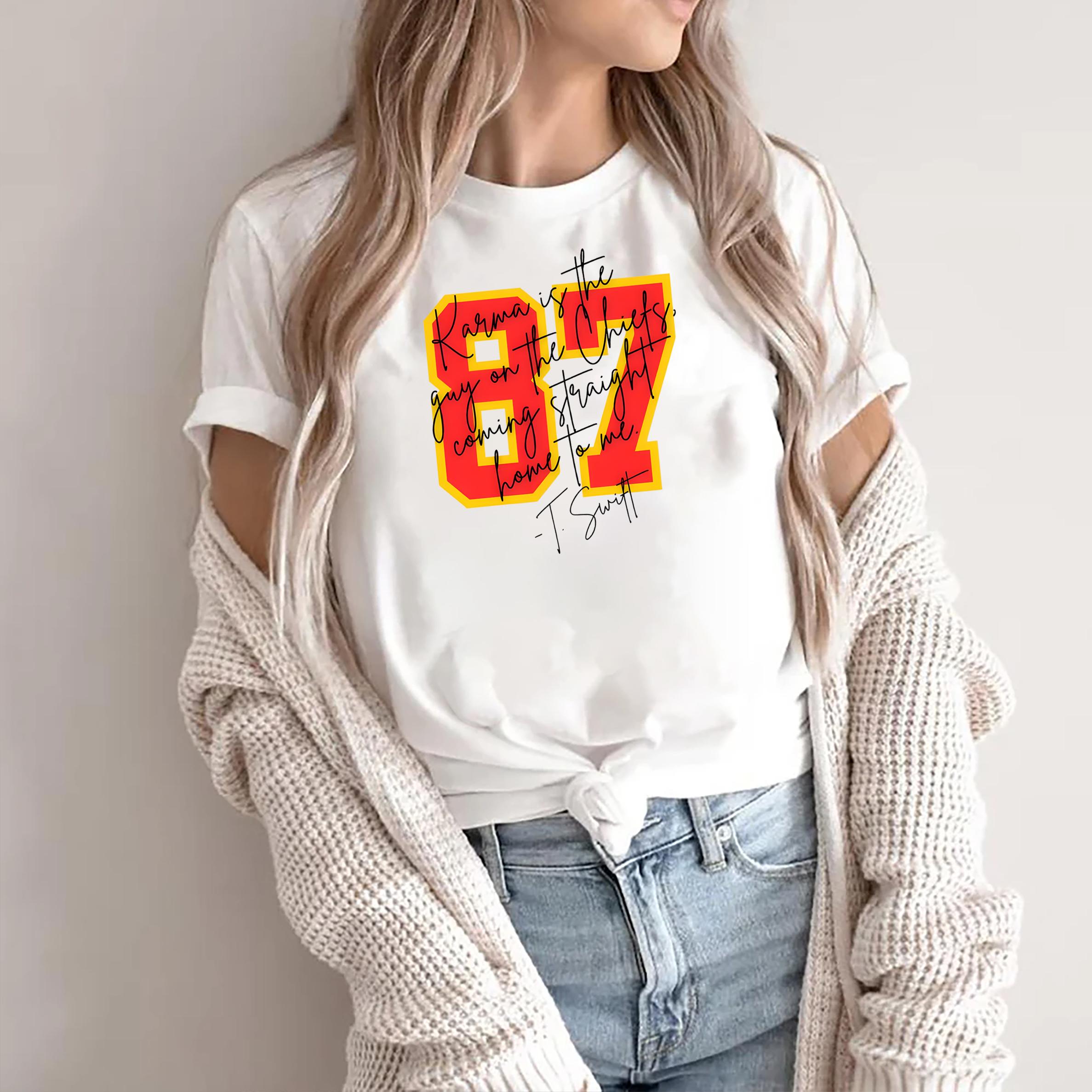 

ZX TEE Karma Is The Guy On The Chiefs Coming Straight Home To Me Tee Swifties Women s Fashion Shirt American Football Shirt TS merch S