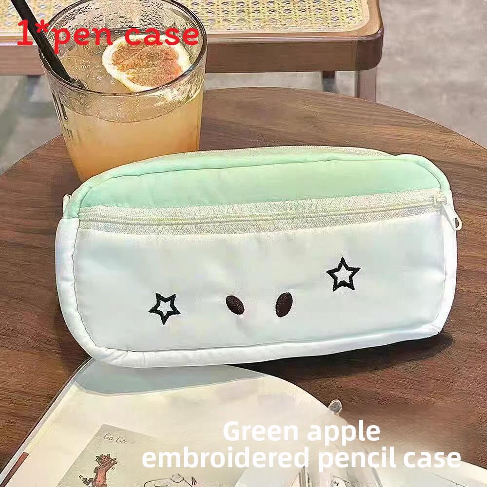 Nylon Color Block Pencil Case For Girls With Large Capacity And Casual Style зелёный