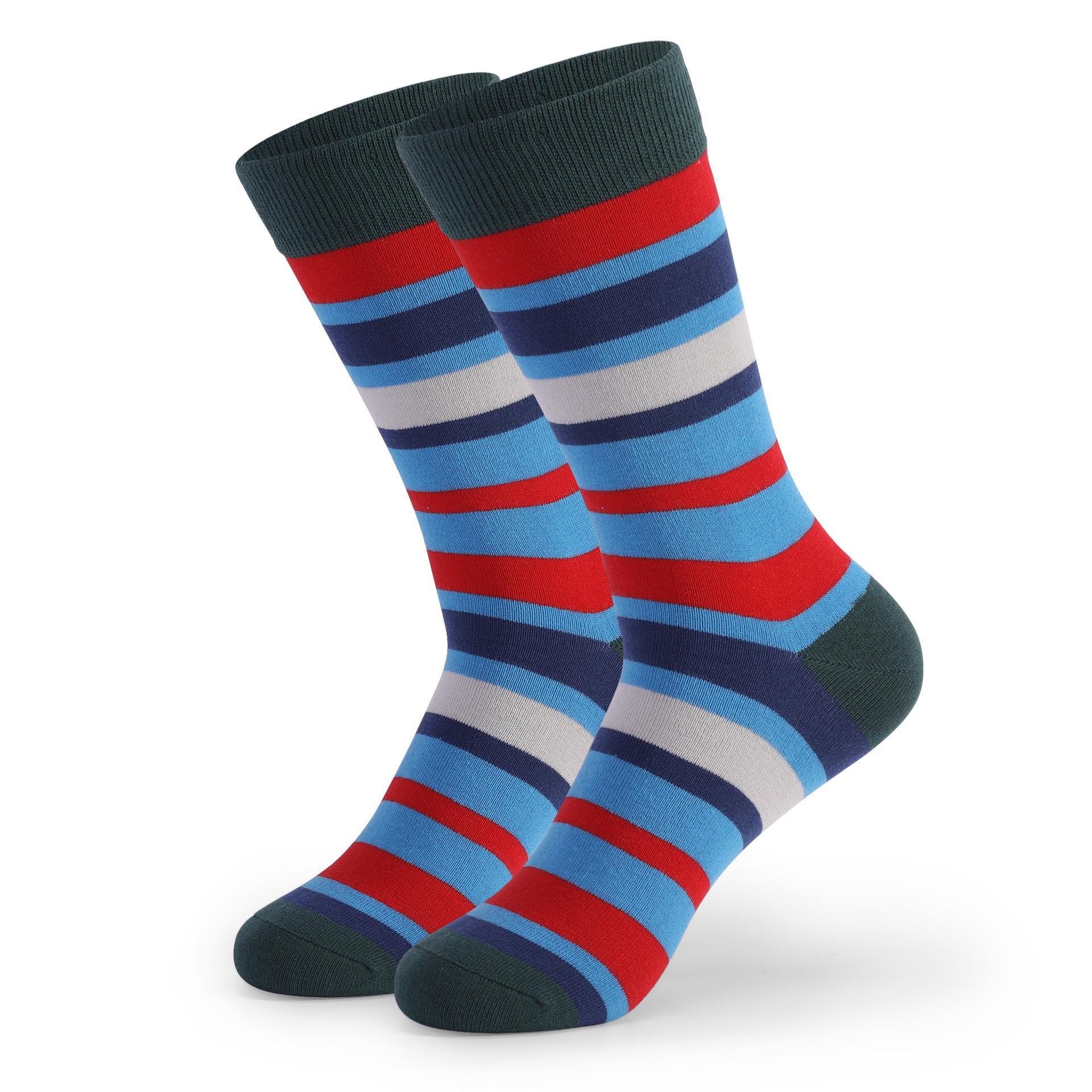

Men s Striped Knee-High All-Cotton Socks, Plus Size, Casual European & American Style. Fits shoe size 42-48