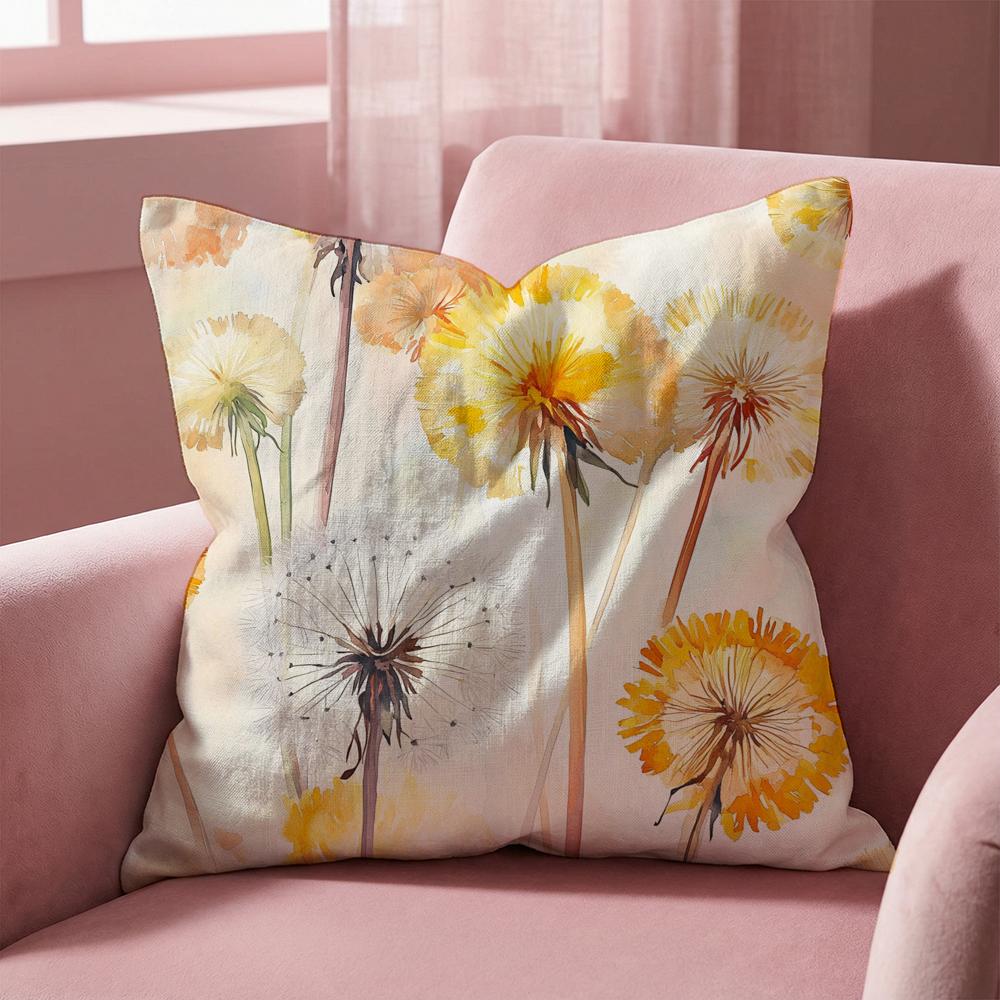 Saffron Color Floral Cushion Cover Multi-Scene Pillow Cover for Home & Car - Reversible, Soft & Durable for Daily Use