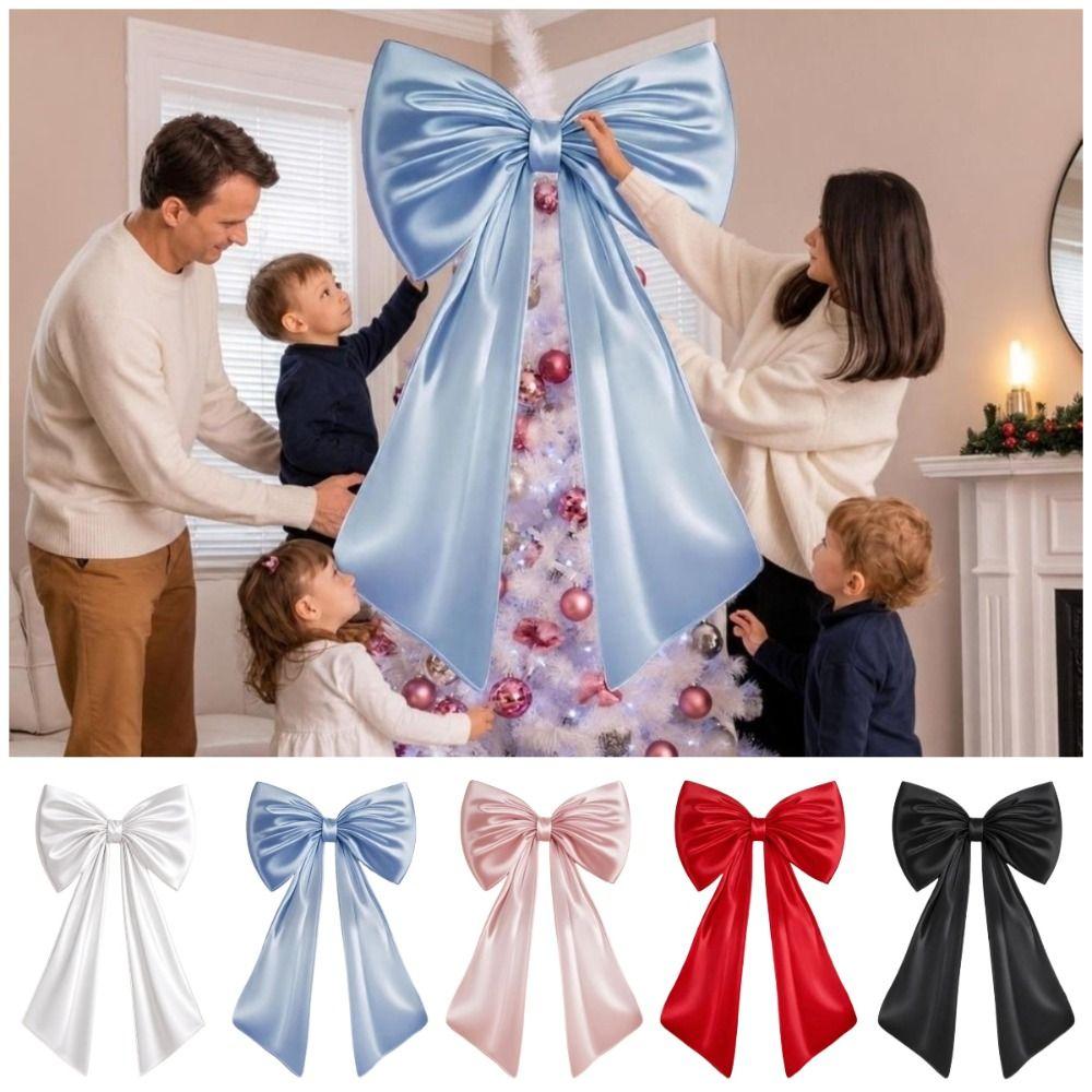 Elegant Large Christmas Bowknot Solid Color 50x130cm Xmas Tree Topper Bows DIY Creative Giant Ribbon Bowknot