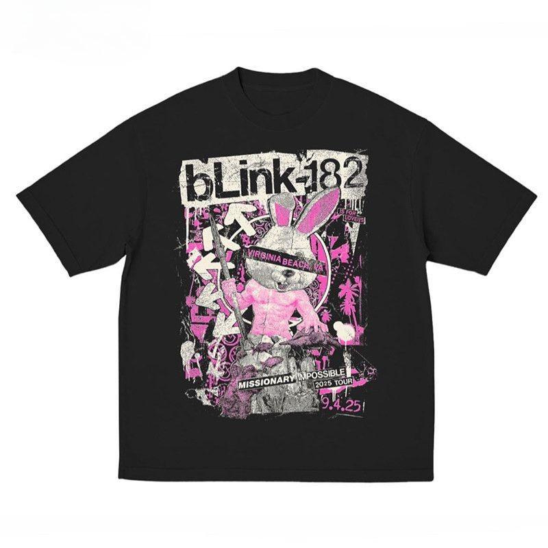 BLINK 182 Band Poppunk Style Evil Rabbit Classic Smiley Face Trendy Brand American Style Nextgeneration Mens Tshirt