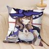 Lisa Cute Genshin Impact Cushion Cover Silky Short Plush Invisible Zipper Dustproof Sofa Pillow Case For Home Decor