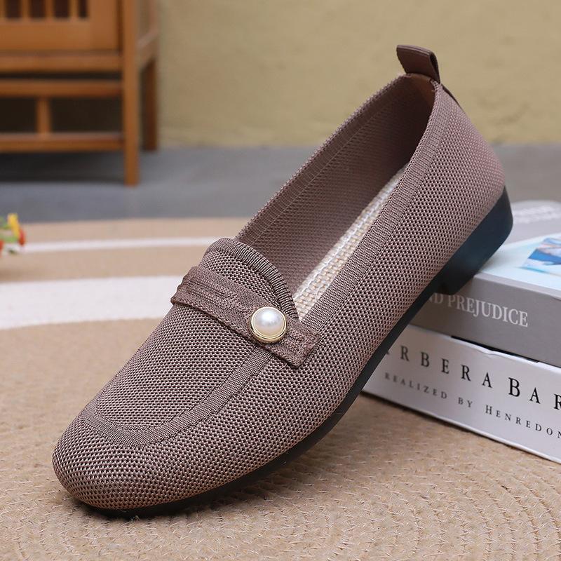 

Обувь женская весенне-осенняя повседневная женская обувь с мелким вырезом на плоской подошве, обувь женская на один педаль, мягкая подошва, круглый носок, не утомляет ноги, обувь для мамы 41 темно-коричневого