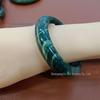 Bracciale in Giada Blu Profondo Xiuyan con Design a Fiore di Giada