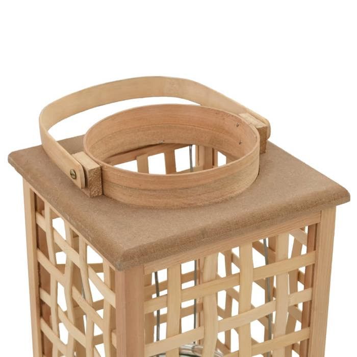 Bougeoir suspendu - Bambou Naturel - Pot en verre Ø12 cm - 19,5x19,5x84 cm - Extérieur/Intérieur