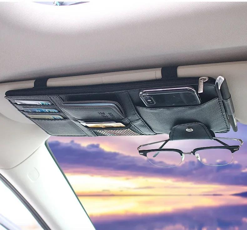 Car Sun Visor Organizer Car Visor Sunglasses Holder for Trucks Interior Car Accessories Visor Organizer for Interior Accessories