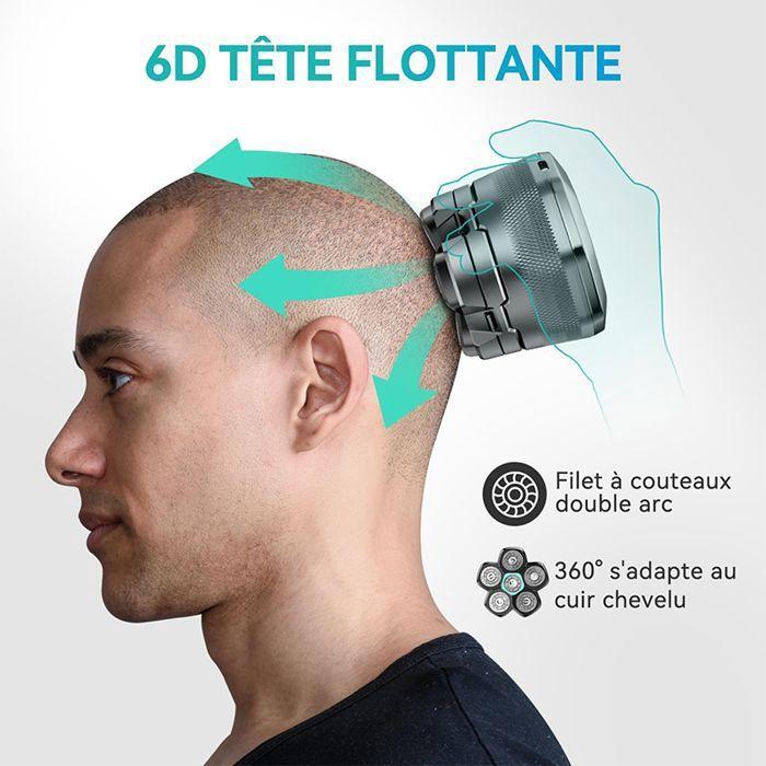 Rasoir électrique - WENZYLIQUOX - 6D - Sans fil - Tête flottante - Étanche, USB-C