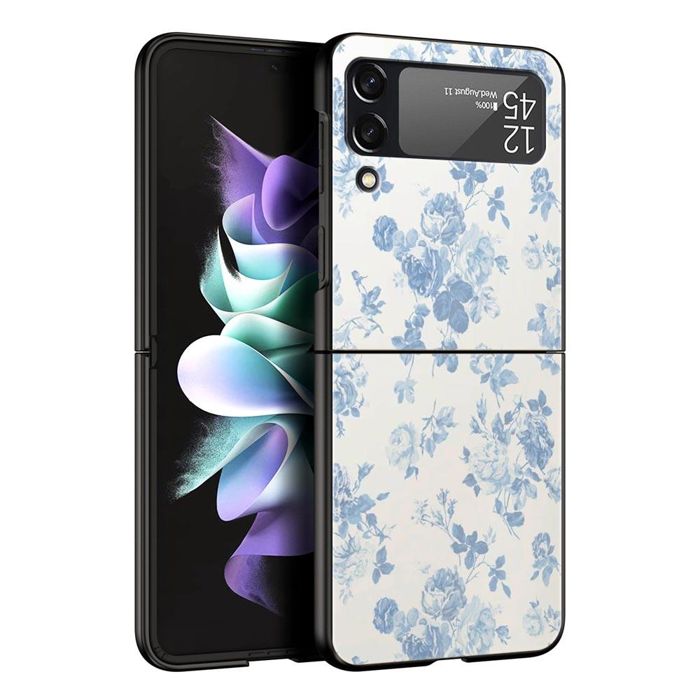Phone Case for Samsung Galaxy Z Flip 3 4 5 6 7 Folding Shell For Samsung Z Flip4 Flip5 PC Hard Cover Soft Pale Little Flower
