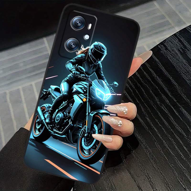 Model Rider Cool Phone Case For OPPO Reno 5 6 7 A96 A40 A58 Realme GT A74 A78 Neo2 A74 A78 Find X5 X3 X7 X8 Black