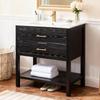 30" Bathroom Vanity with Sink, Farmhouse Freestanding Bathroom Cabinet with 2 Drawers & Open Shelf, Metal Handles,, Customized