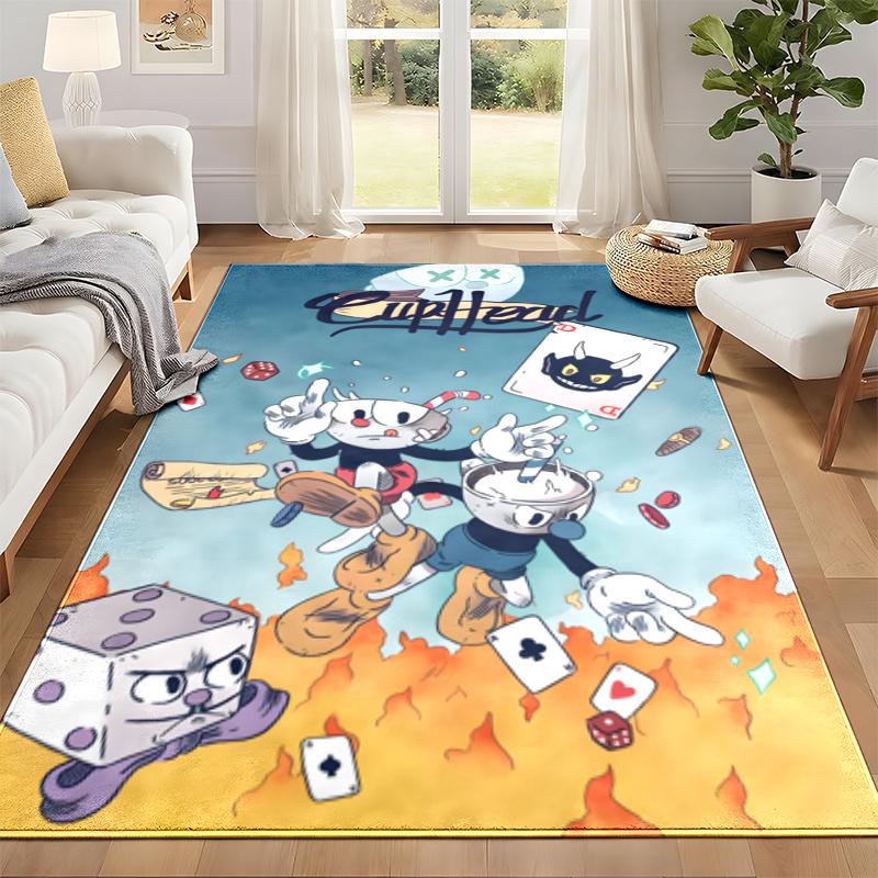 Cuphead Carpet Door Mat for Living Room or Bedroom Protective Mat Under Chair Office Decoration Christmas Gift Birthday Present