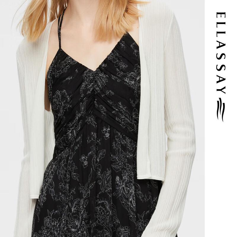 ELLASSAY Women's 2025 Early Spring Cotton-Blend Slim-Fit V-Neck Knit Top