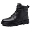 Top Layer Cowhide Men's Martin Boots, Genuine Leather Winter New Men's Leather Boots with Fleece, Warm Workwear Style Men's Boots