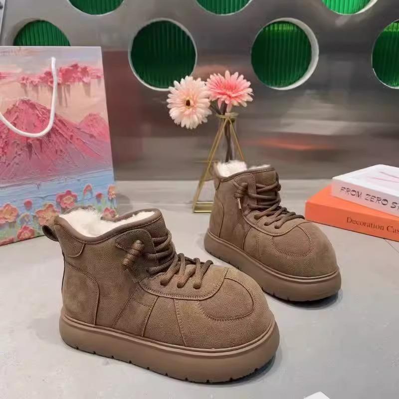 

[Fanfuna] Popular fashion big head thick-soled high-top snow boots women s 2025 autumn new lace-up short boots tide 40 коричневый